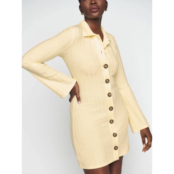 Reformation Benton Knitted Dress in Yellow XS - Picture 1 of 9